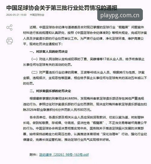 中国足协第三批禁足名单深度评测：从行业乱象看PG电子丰厚礼遇背后的公平底线
